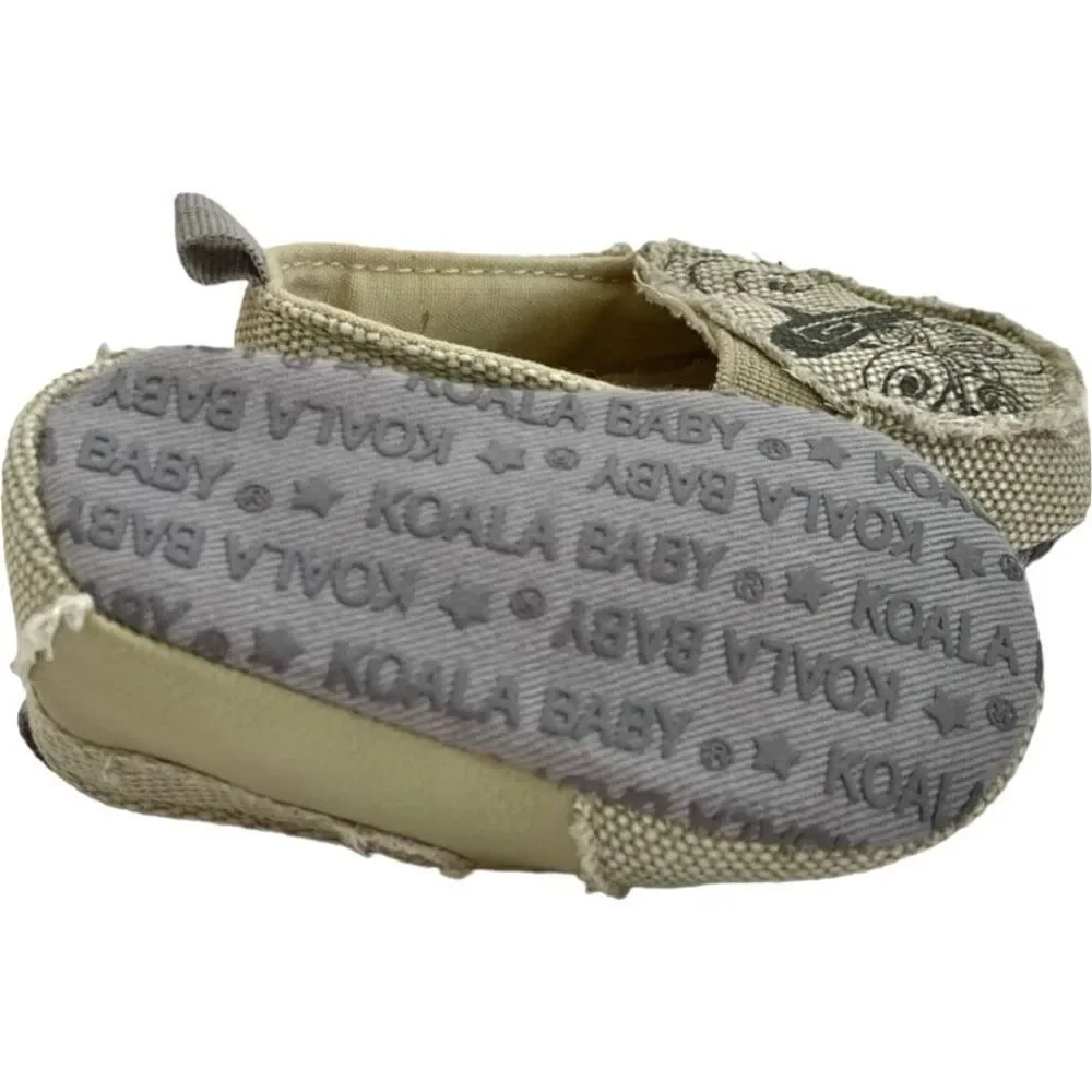 Baby Boys Koala Kids Baby Tan Canvas Slip On Shoes - Sz 1 - 0-6 mo